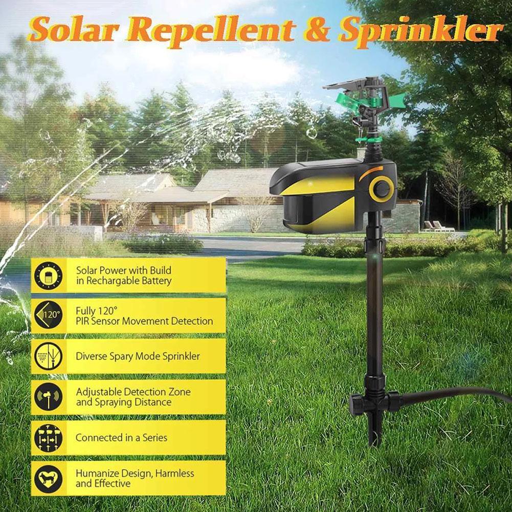 Motion Activated Solar Sprinkler For Deer Repellent And Garden Protection