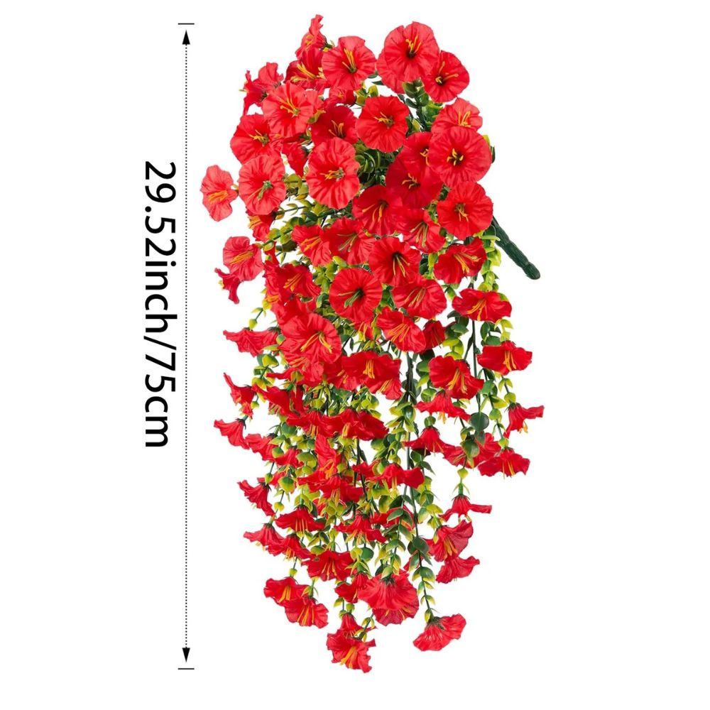 Artificial Morning Glory Hanging Flower Garland UV Resistant Outdoor Decor