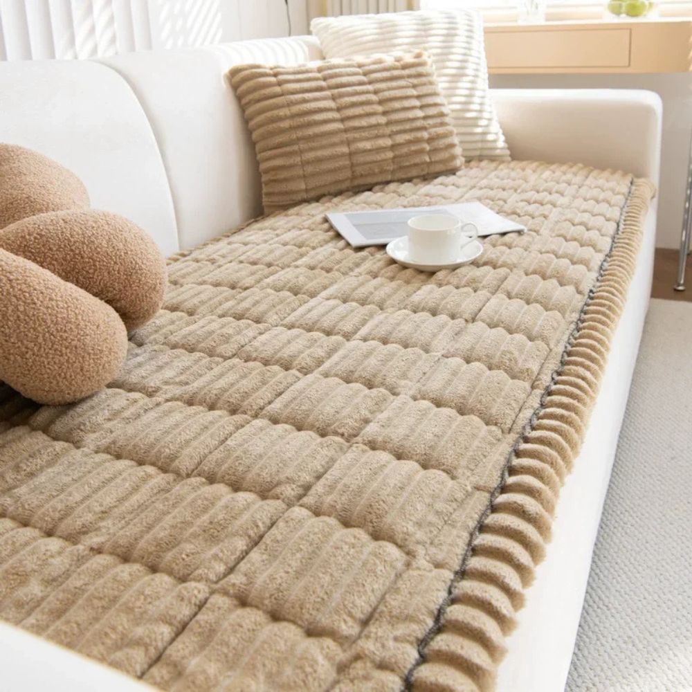 Sofa Slipcover Ultra Plush Microfiber Couch Cover With Elastic Hem