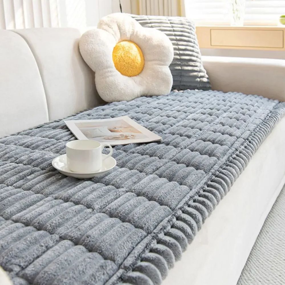 Sofa Slipcover Ultra Plush Microfiber Couch Cover With Elastic Hem
