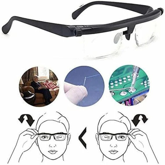 Adjustable Focus Glasses For Near And Far Sight With Lightweight Frame