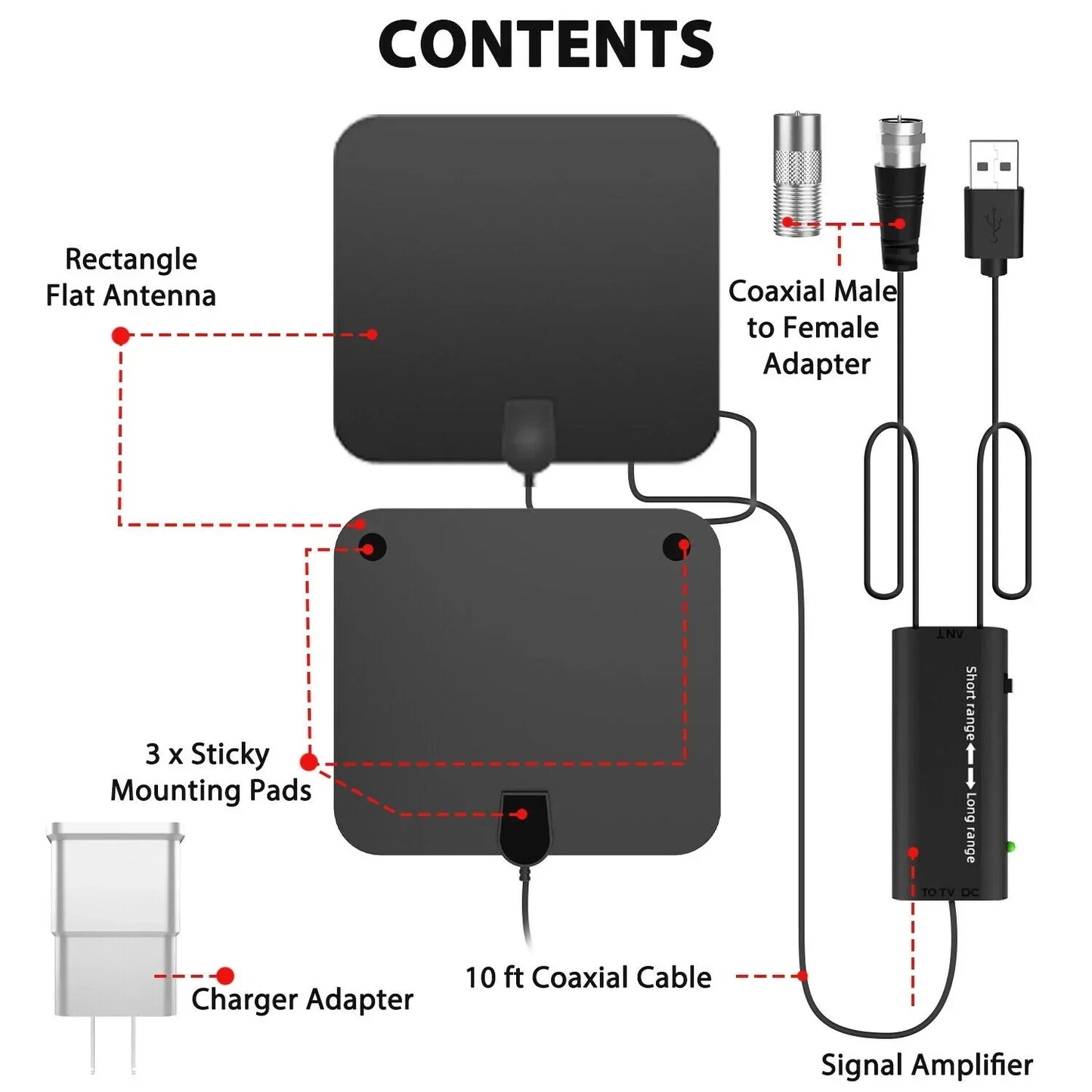 Indoor HDTV Antenna 300 Mile Range Digital Amplified With Signal Booster