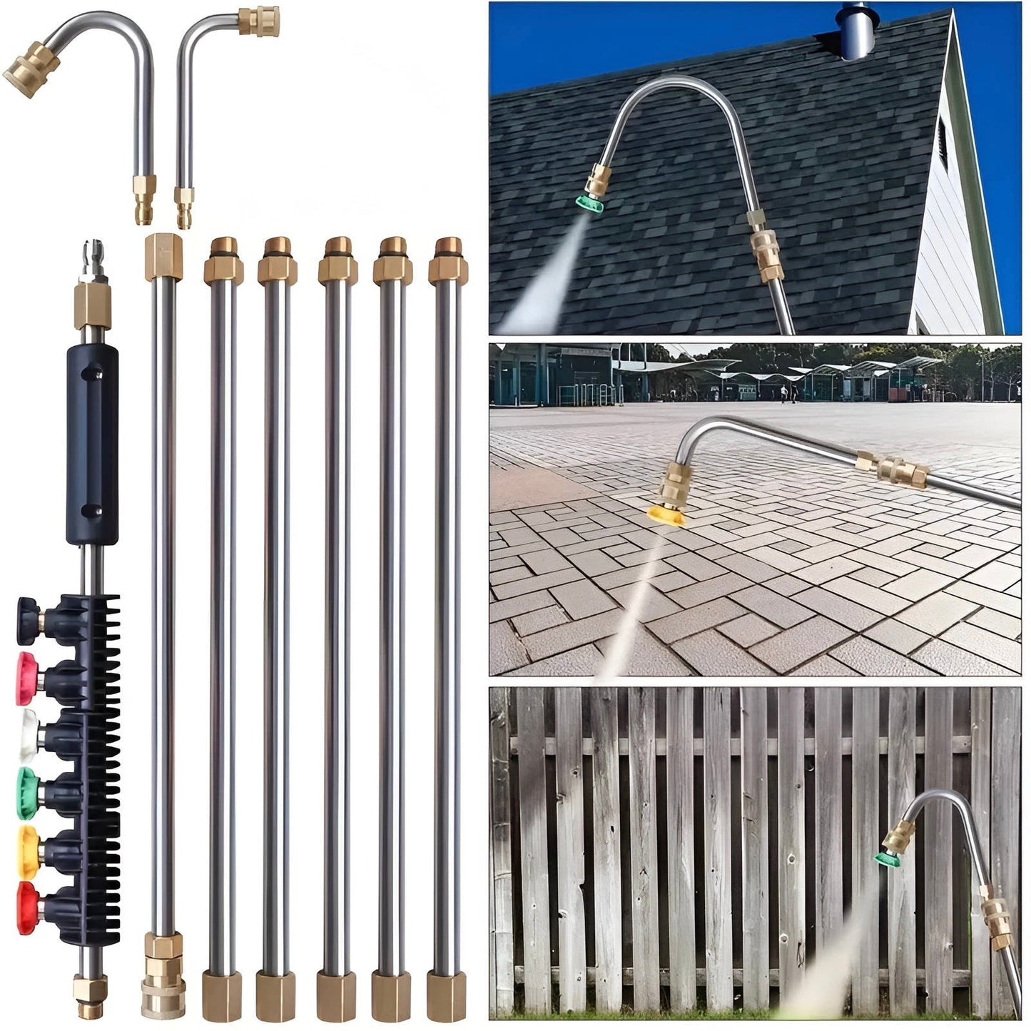 Power Washer Extension Wands 4000 PSI Telescoping For Gutter, Roof, Wall Cleaning