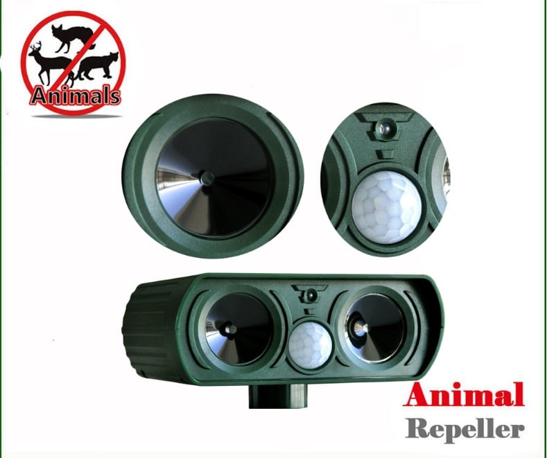 Ultrasonic Animal Repellent Solar Powered Outdoor Motion Activated Wildlife Deterrent