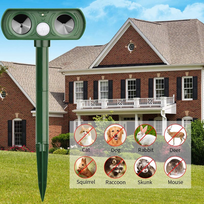 Ultrasonic Animal Repellent Solar Powered Outdoor Motion Activated Wildlife Deterrent