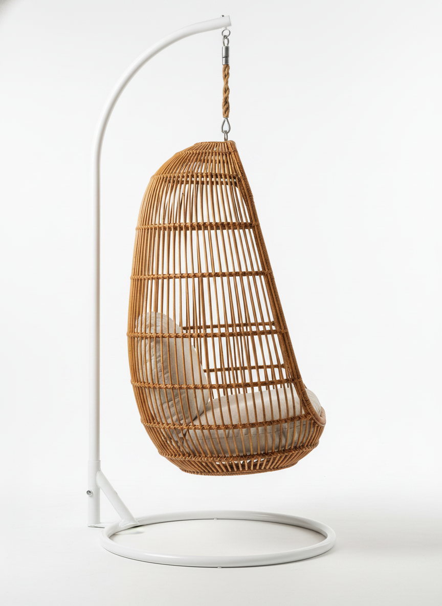 Sleek Slatted Timber Swing Bench