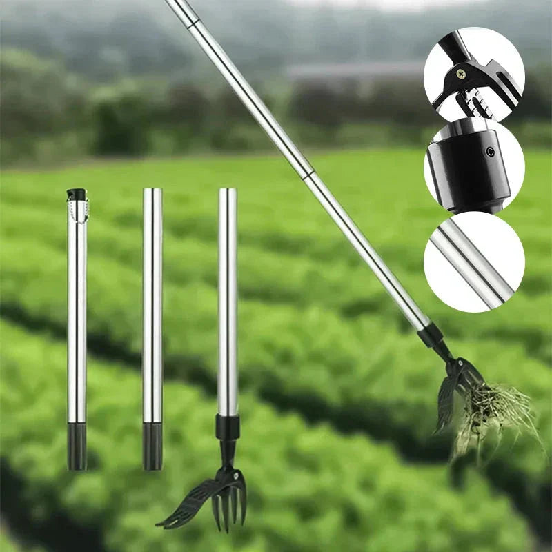 Weed Puller With Adjustable Long Handle And Detachable Stainless Steel Head