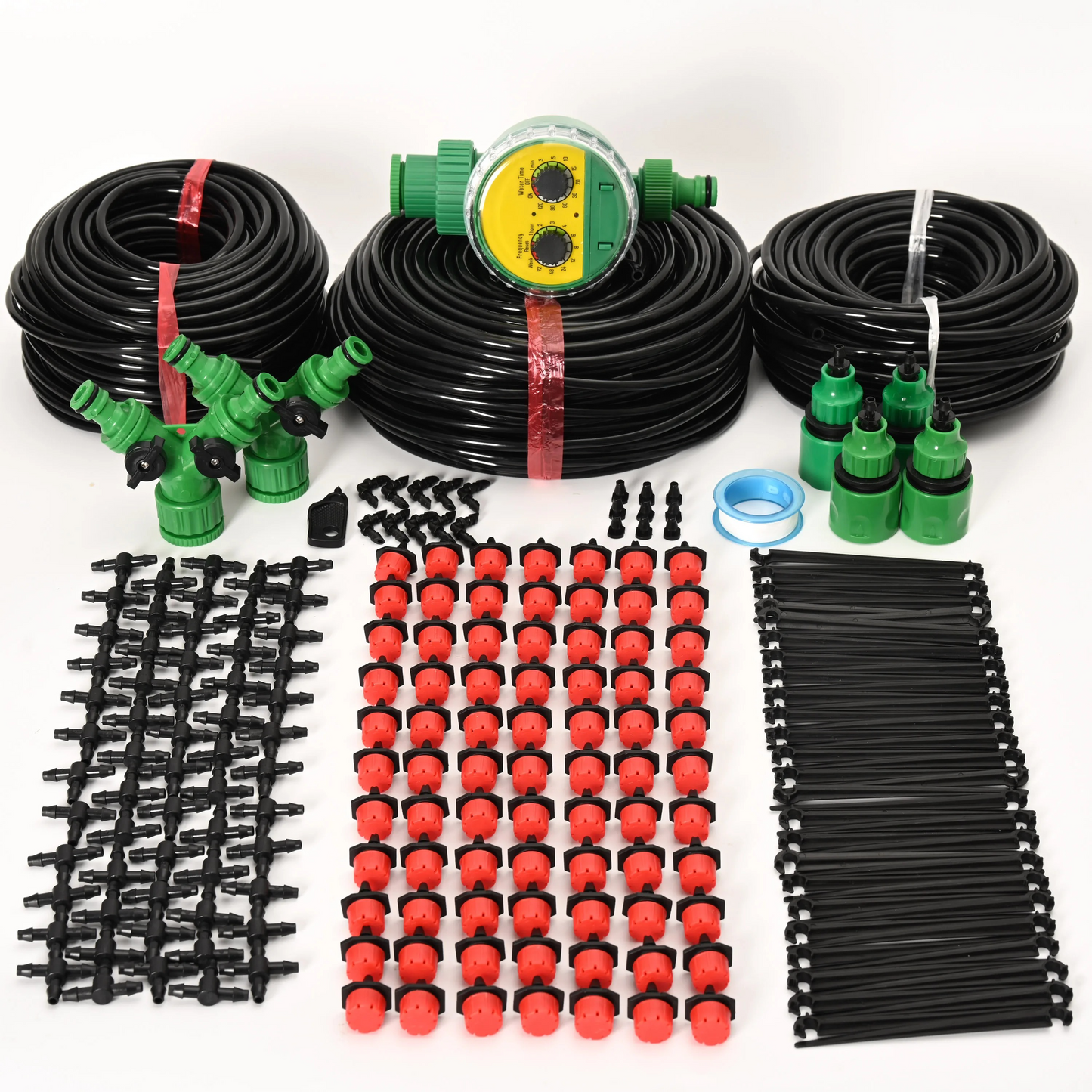 Drip Irrigation System With Automatic Timer For Garden Beds And Pots