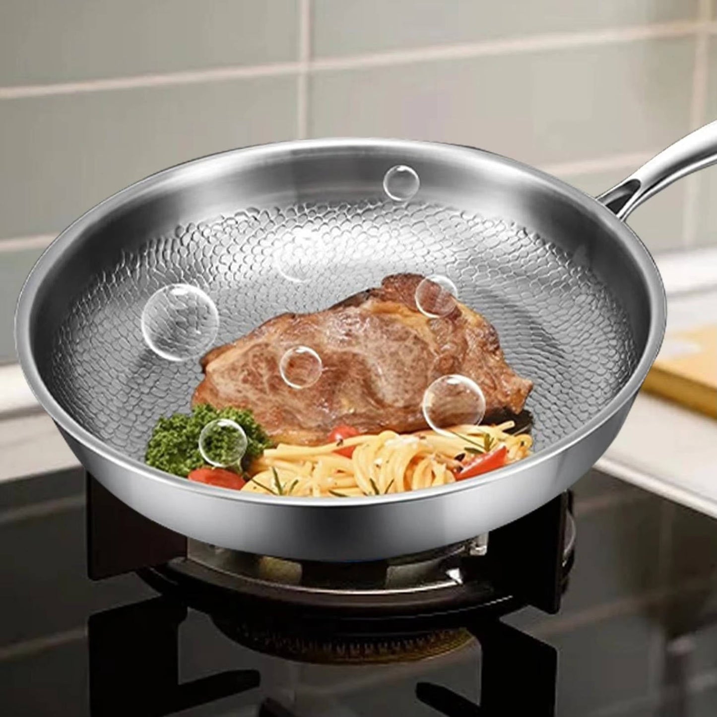 Nonstick Frying Pan With Titanium Coating, PFOA-Free, Scratch-Resistant