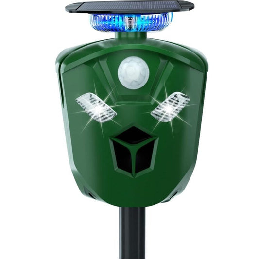 Ultrasonic Animal Repeller 360-Degree Solar-Powered Motion Sensor Outdoor Waterproof