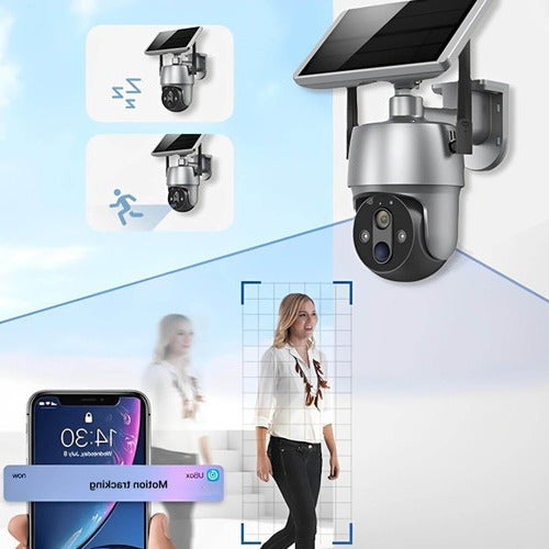 Outdoor Surveillance Camera Solar Powered Wireless 1080p Night Vision Motion Detection