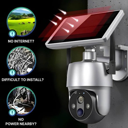 Outdoor Surveillance Camera Solar Powered Wireless 1080p Night Vision Motion Detection