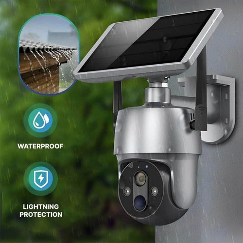Outdoor Surveillance Camera Solar Powered Wireless 1080p Night Vision Motion Detection