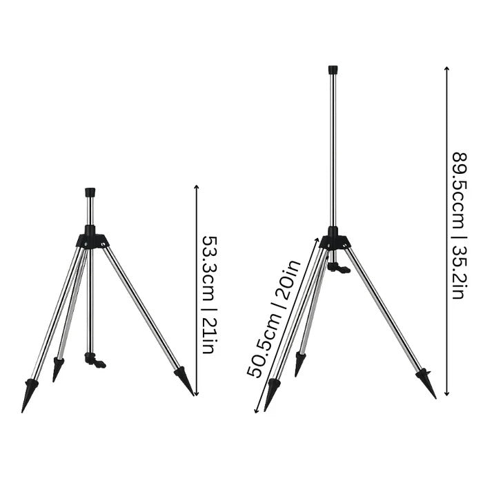 Tripod Sprinkler High-Pressure Rotating Head Adjustable Height Durable Metal Construction