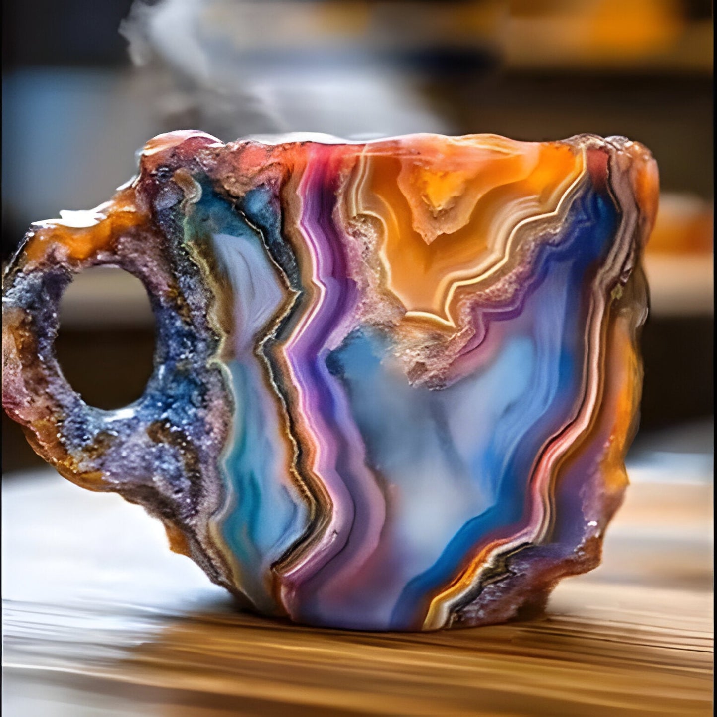 Coffee Mugs Mineral Crystal Set With Faceted Glass Finish