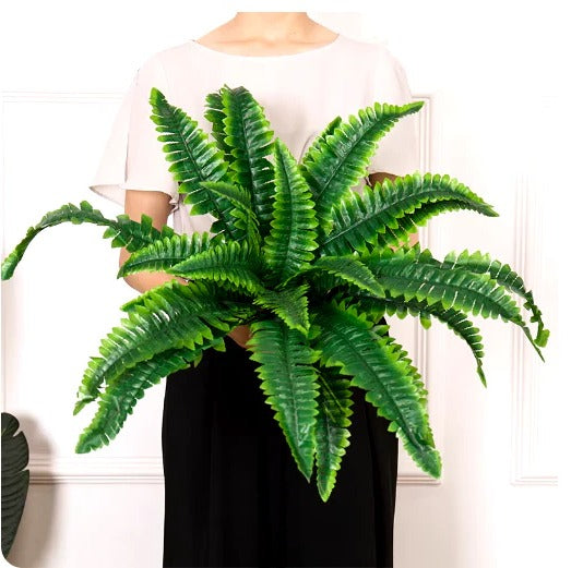 Artificial Boston Fern Plant For Outdoor Use UV Resistant Lifelike