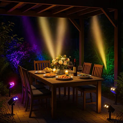 Solar LED Spotlight With Adjustable Multi-Zoom Focus For Outdoor Use