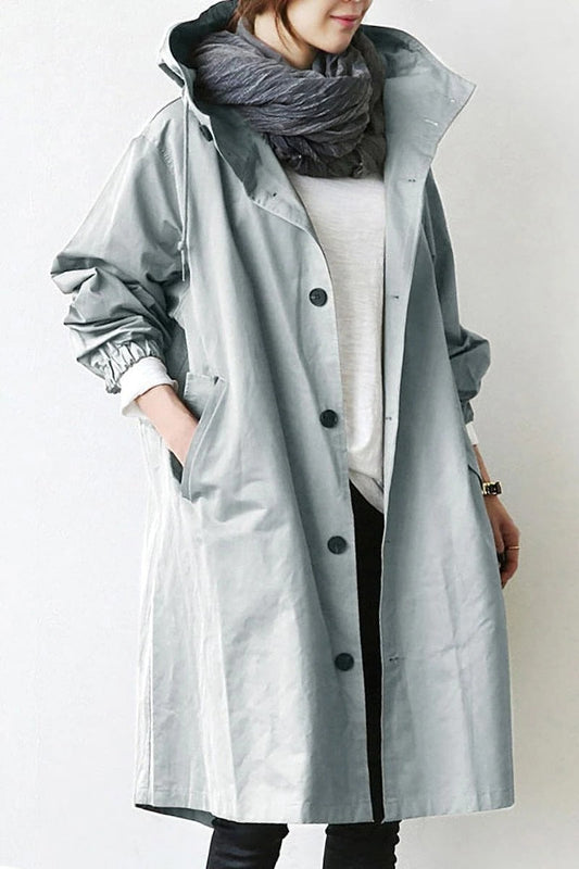 Trench Coat With Hood And Waterproof Rain Protection