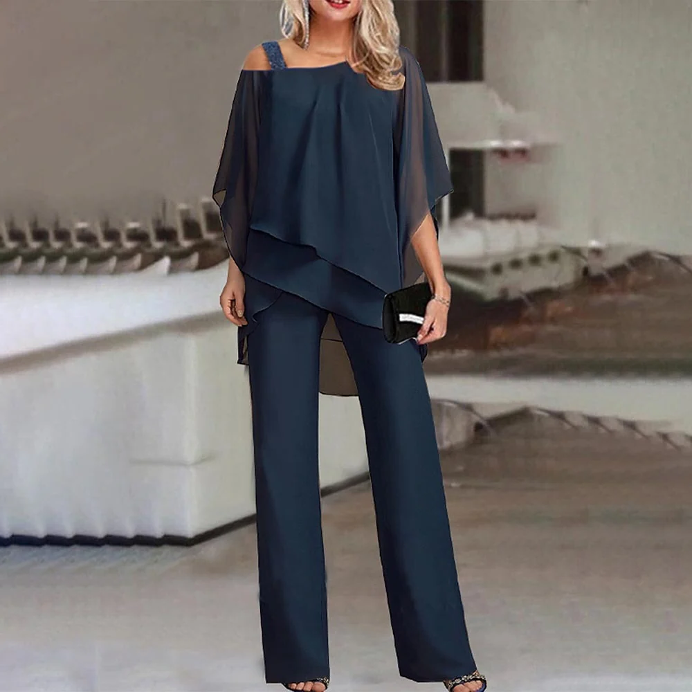Women's Two-Piece Set With Cold Shoulder, Elegant Coordinated Outfit