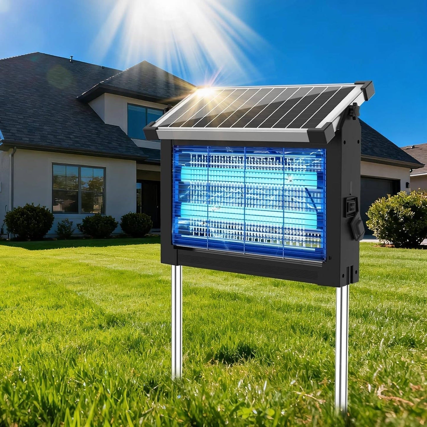 Solar Mosquito Zapper Outdoor Wireless Portable Camping Bug Trap 3500 Sq Ft