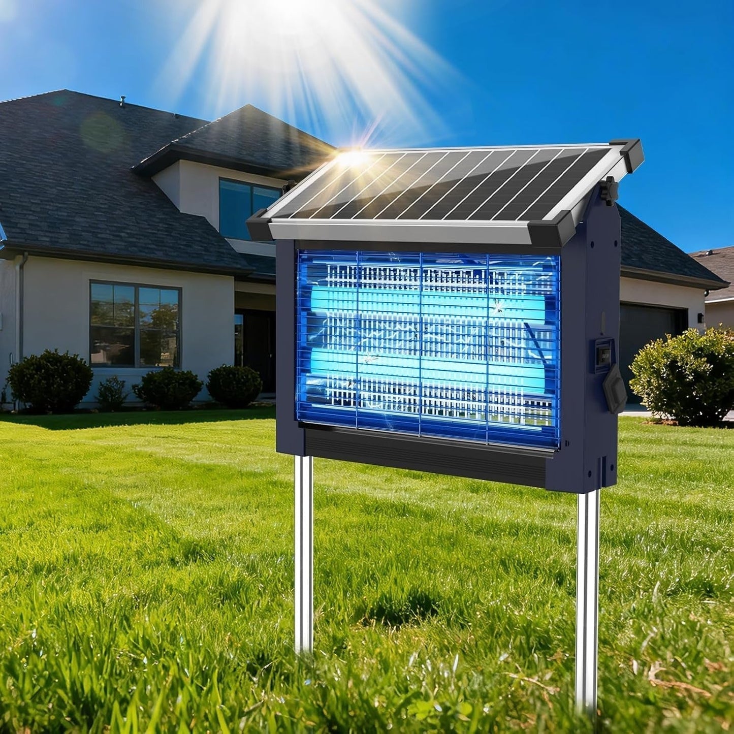 Solar Mosquito Zapper Outdoor Wireless Portable Camping Bug Trap 3500 Sq Ft