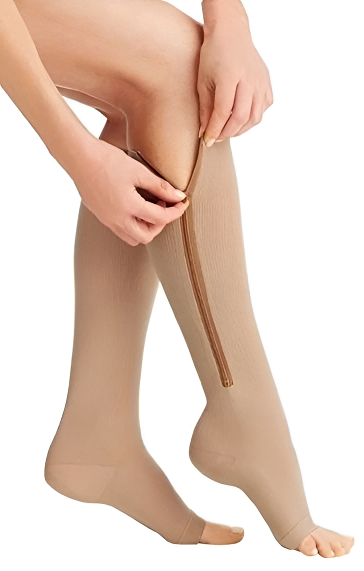 Compression Socks Zippered Support Stockings For Daily Wear 20-30 mmHg