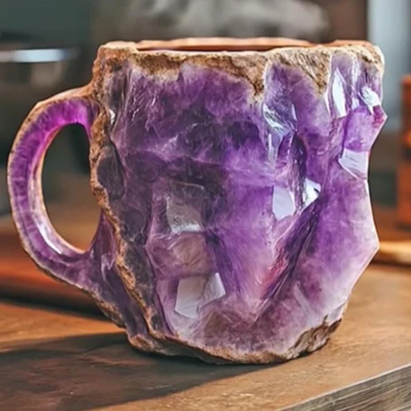 Coffee Mugs New Mineral Crystal Glazed Ceramic Stackable 12 Oz Set