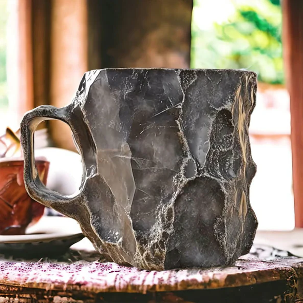 Coffee Mugs New Mineral Crystal Glazed Ceramic Stackable 12 Oz Set