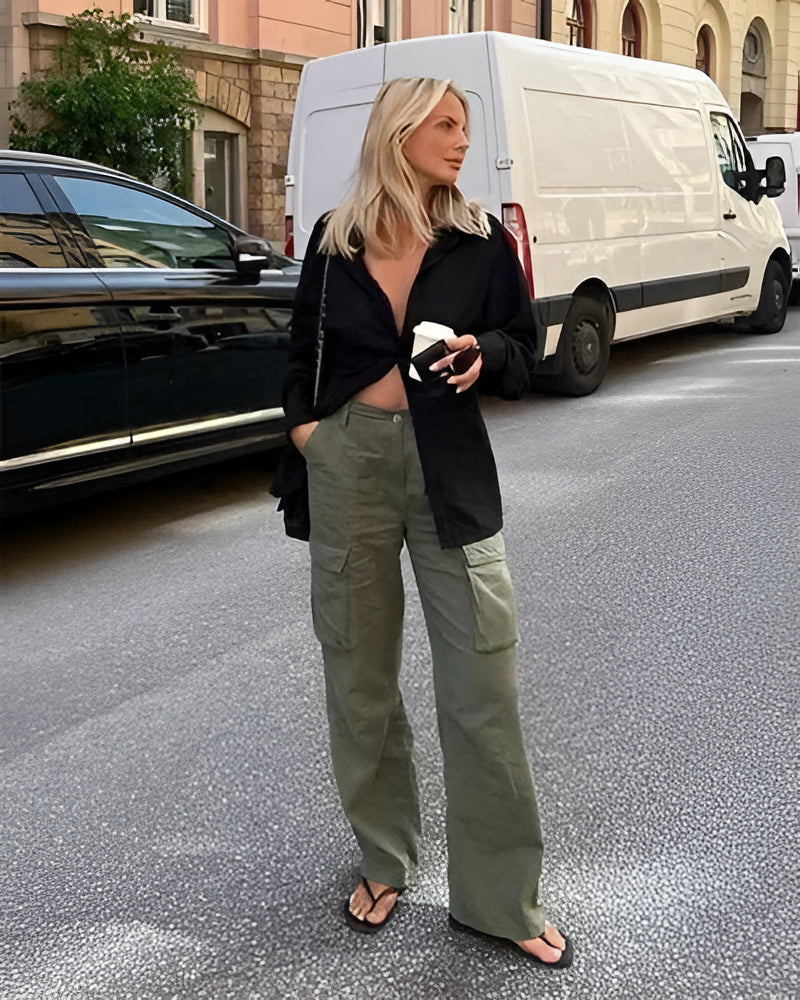 Cargo Pants Straight Fit With Adjustable Waist And Ankle Cuffs