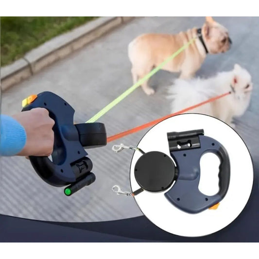 Double Dog Leash Anti-Tangle No-Twist Hands-Free Lead For Two Dogs