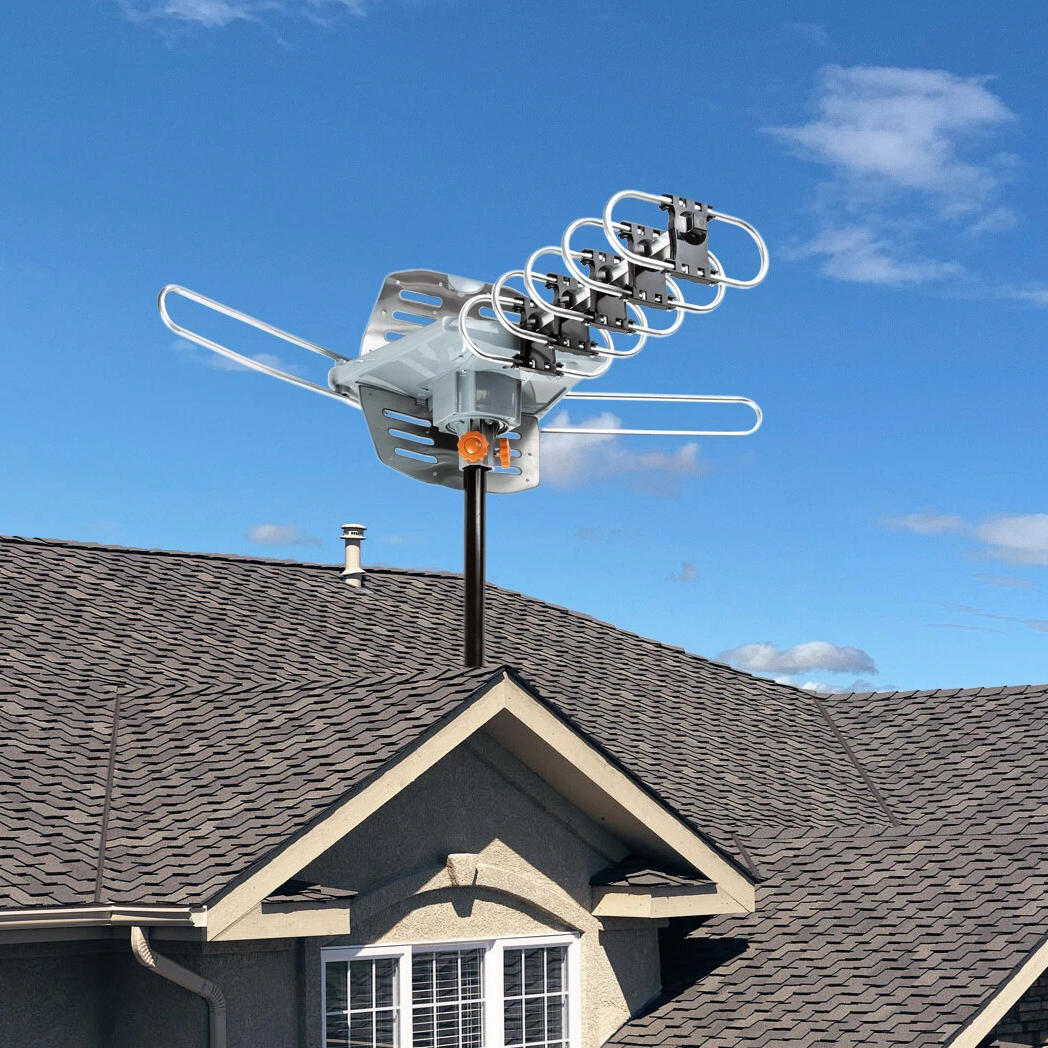 Digital HD TV Antenna Long-Range 360-Degree Directional Motor And Mounting Pole