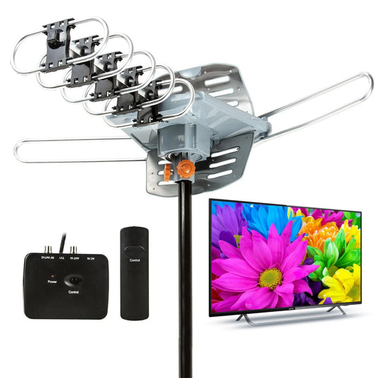 Digital HD TV Antenna Long-Range 360-Degree Directional Motor And Mounting Pole
