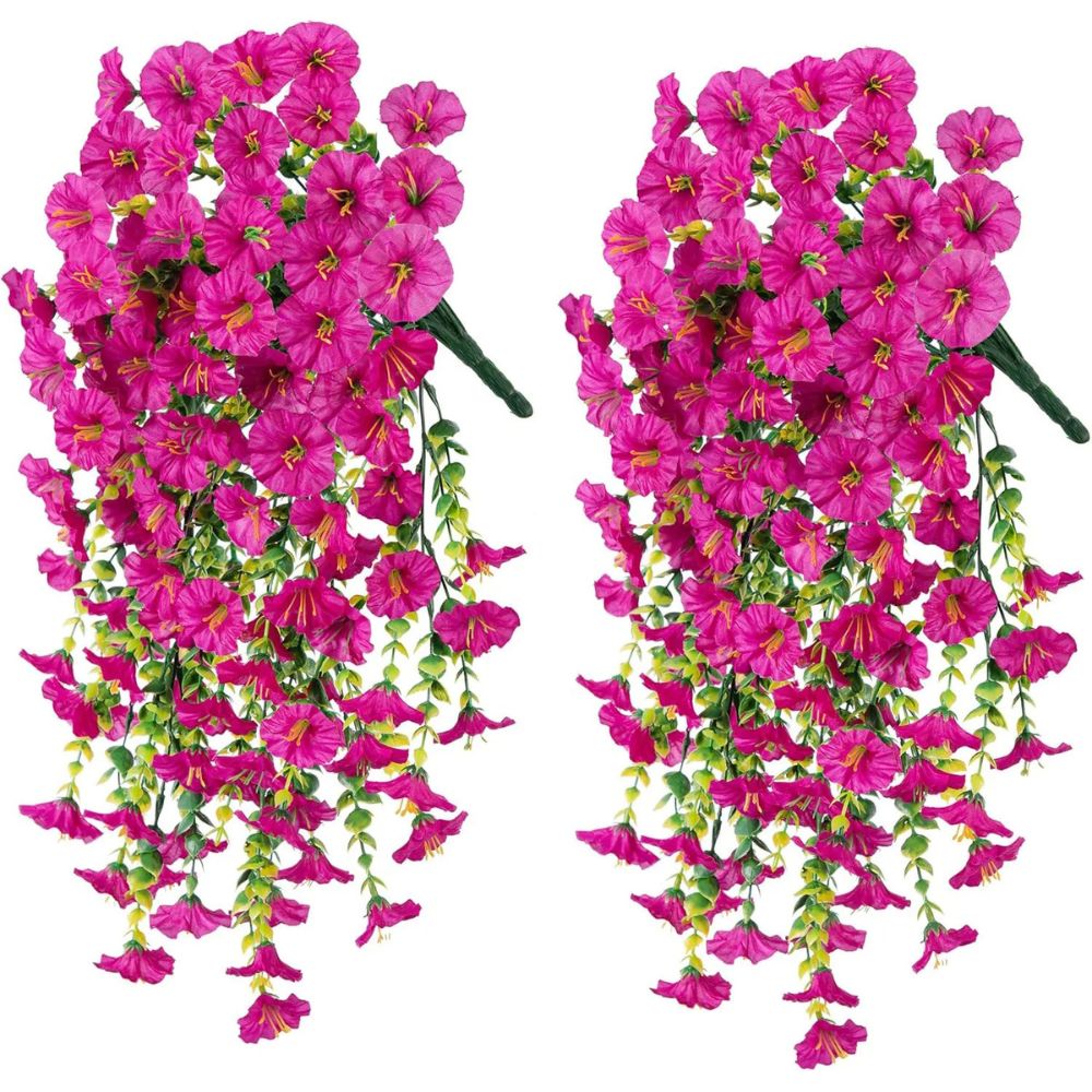 Artificial Morning Glory Hanging Flower Garland UV Resistant Outdoor Decor