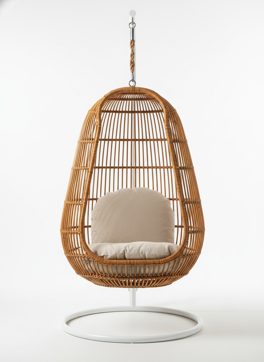 Sleek Slatted Timber Swing Bench