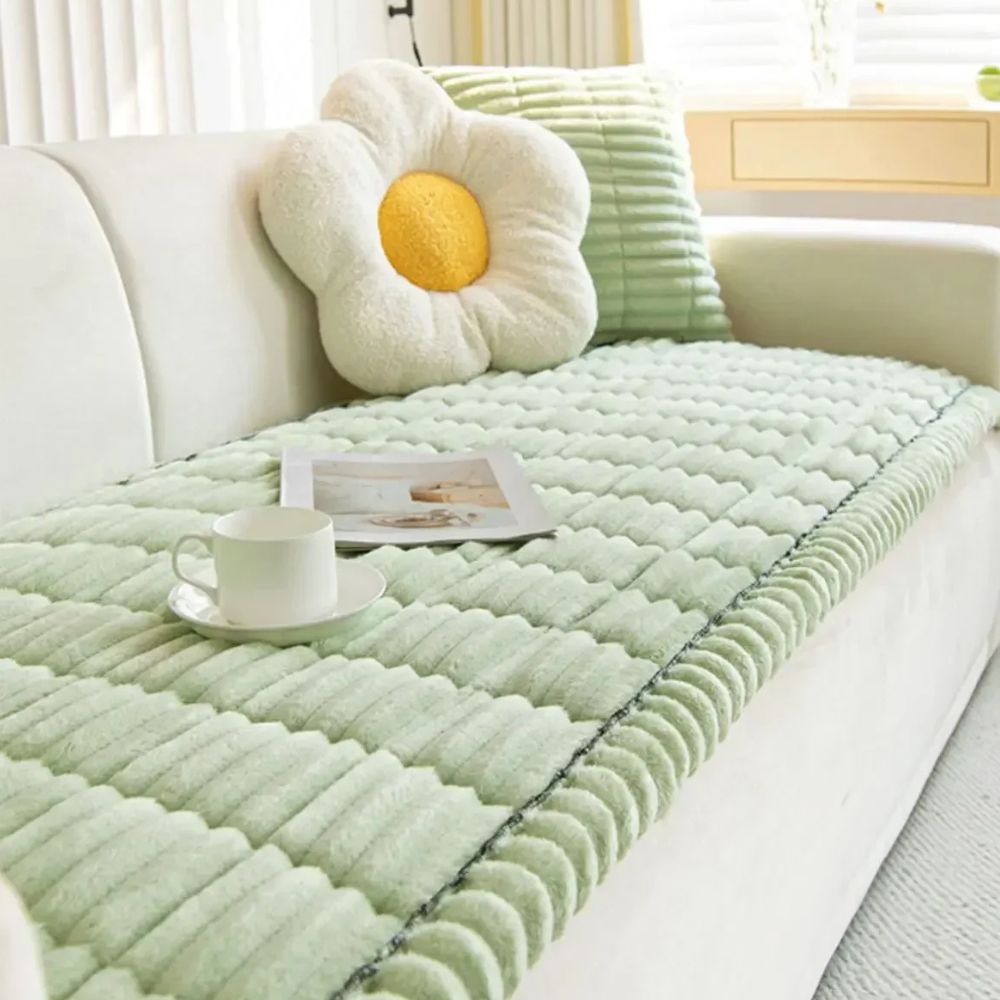 Sofa Slipcover Ultra Plush Microfiber Couch Cover With Elastic Hem