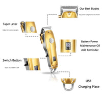 Hair Clippers Cordless Gold Set For Men Professional Grooming Kit