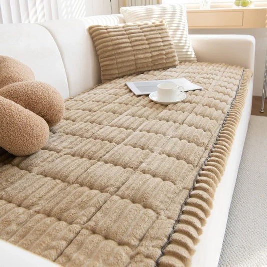 Sofa Slipcover Ultra Plush Microfiber Couch Cover With Elastic Hem