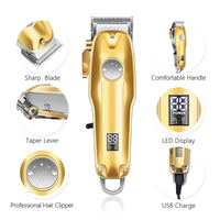 Hair Clippers Cordless Gold Set For Men Professional Grooming Kit