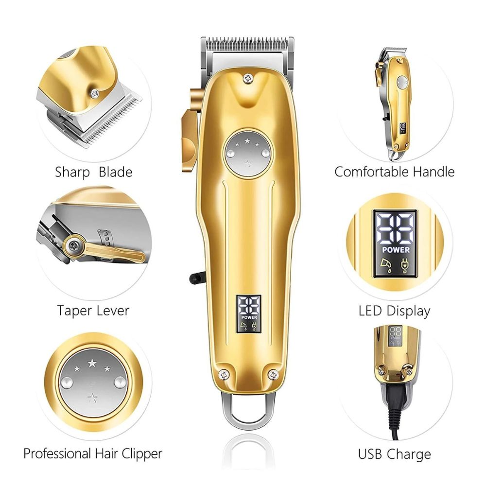 Hair Clippers Cordless Gold Set For Men Professional Grooming Kit
