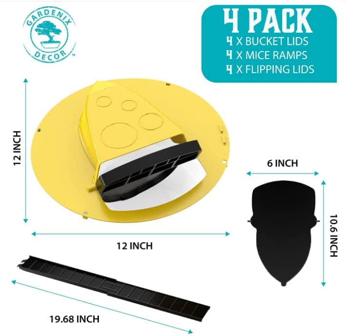 Mouse Trap Bucket Lid 4-Pack For Standard 5-Gallon Buckets
