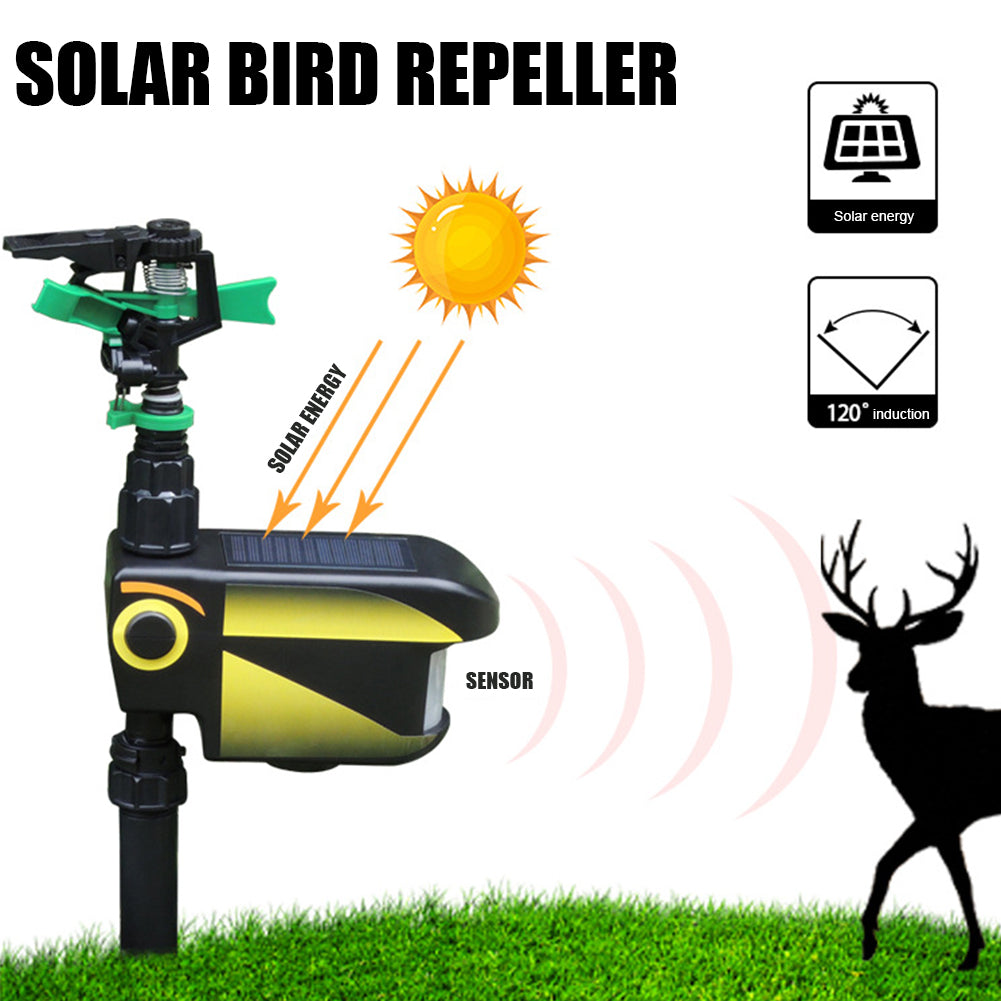 Motion Activated Solar Sprinkler For Deer Repellent And Garden Protection