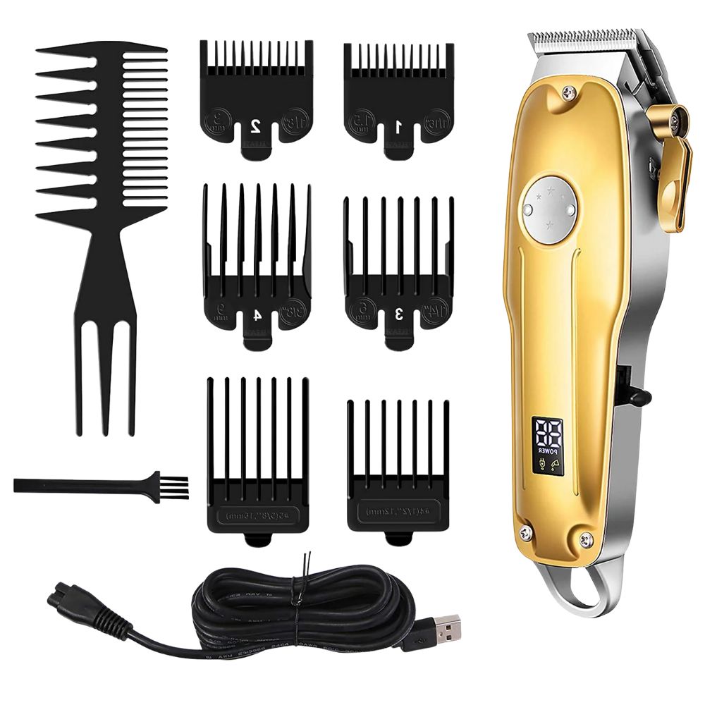 Hair Clippers Cordless Gold Set For Men Professional Grooming Kit