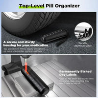 Pill Organizer 7-Day Aluminum Portable Travel Pill Box Container