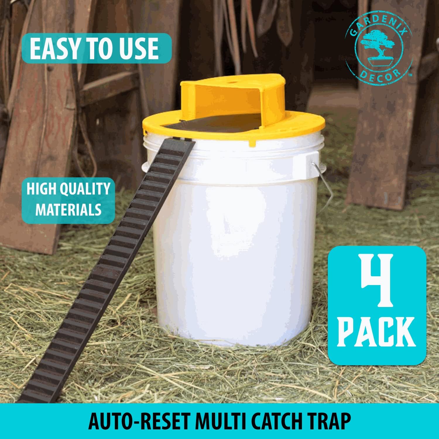 Mouse Trap Bucket Lid 4-Pack For Standard 5-Gallon Buckets