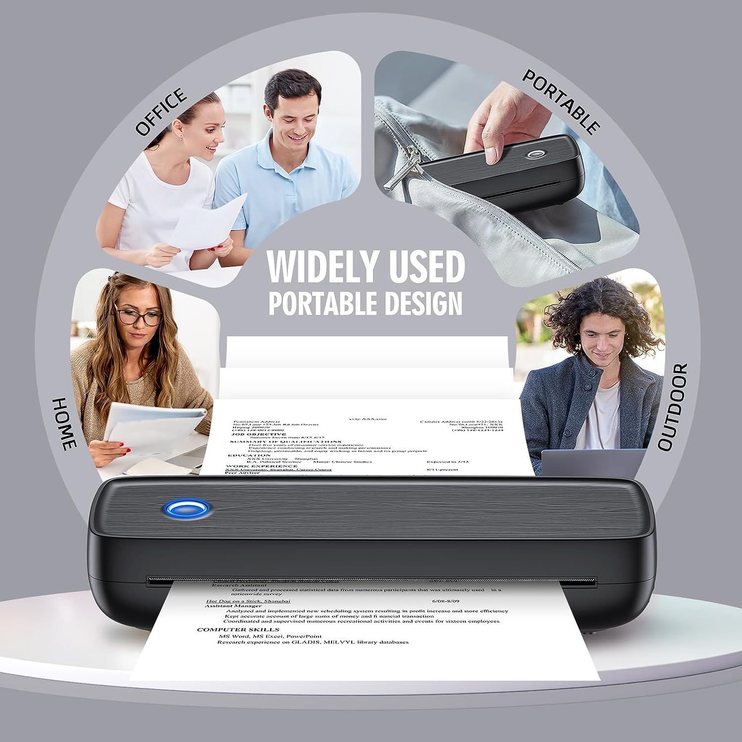 Thermal Printer Wireless Portable Inkless Compact Bluetooth Mobile Receipt Label Device