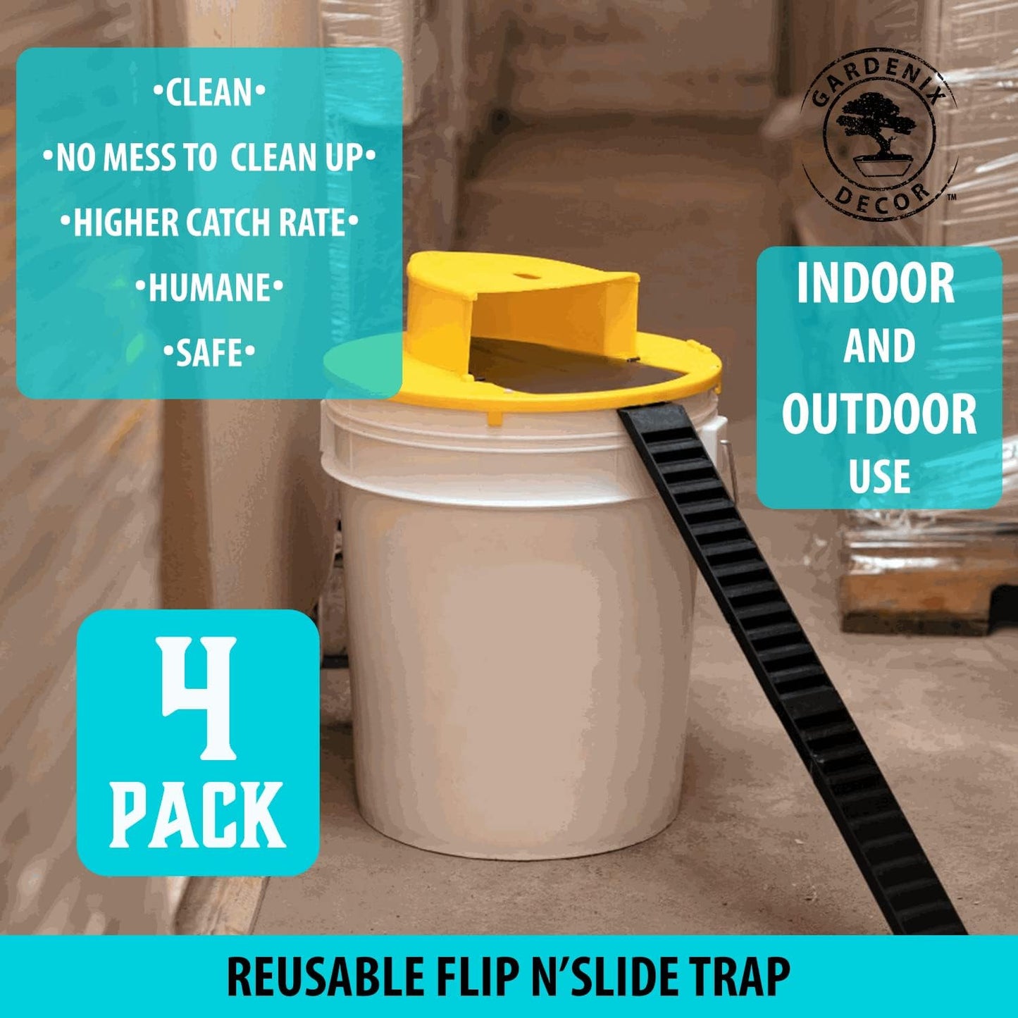 Mouse Trap Bucket Lid 4-Pack For Standard 5-Gallon Buckets