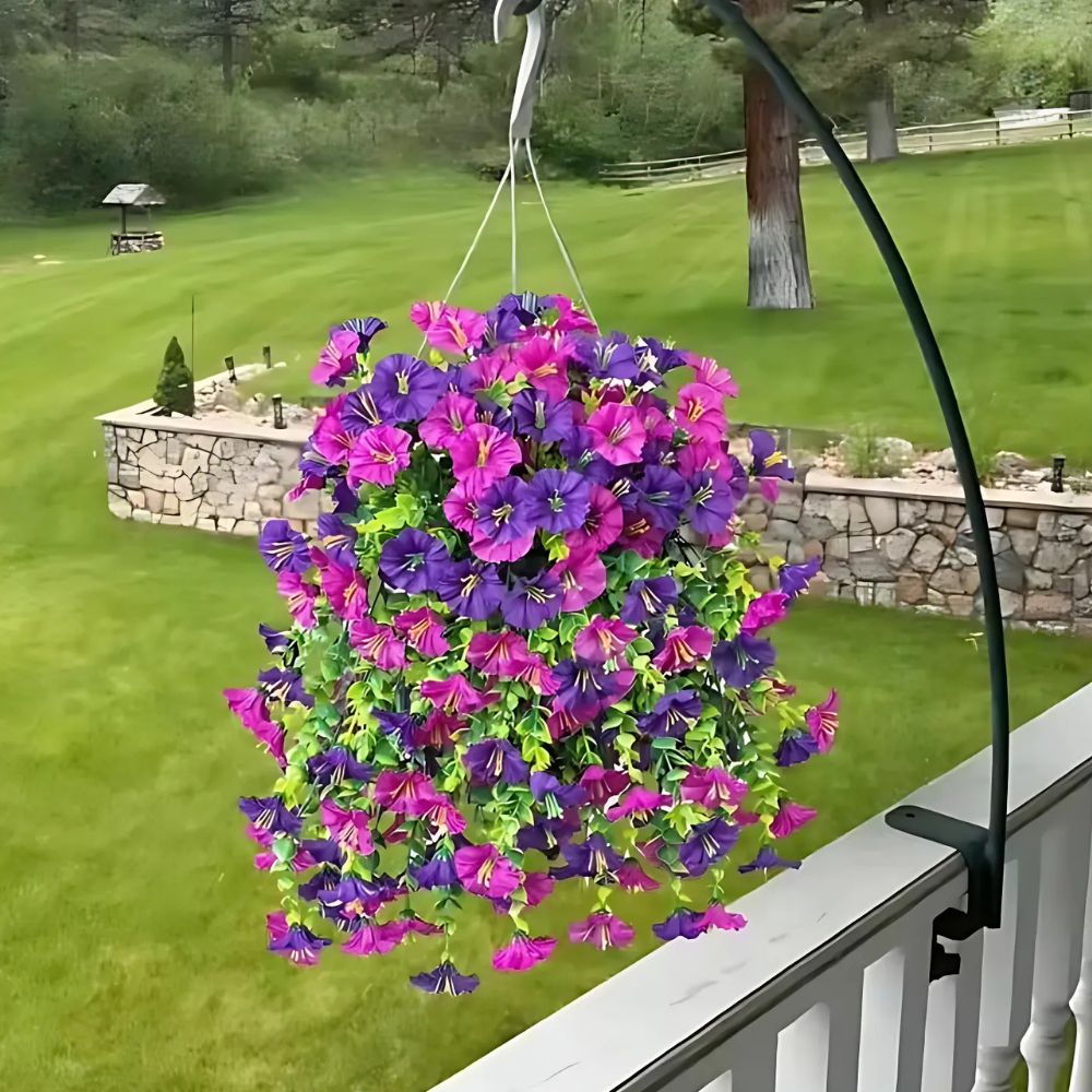 Artificial Morning Glory Hanging Flower Garland UV Resistant Outdoor Decor