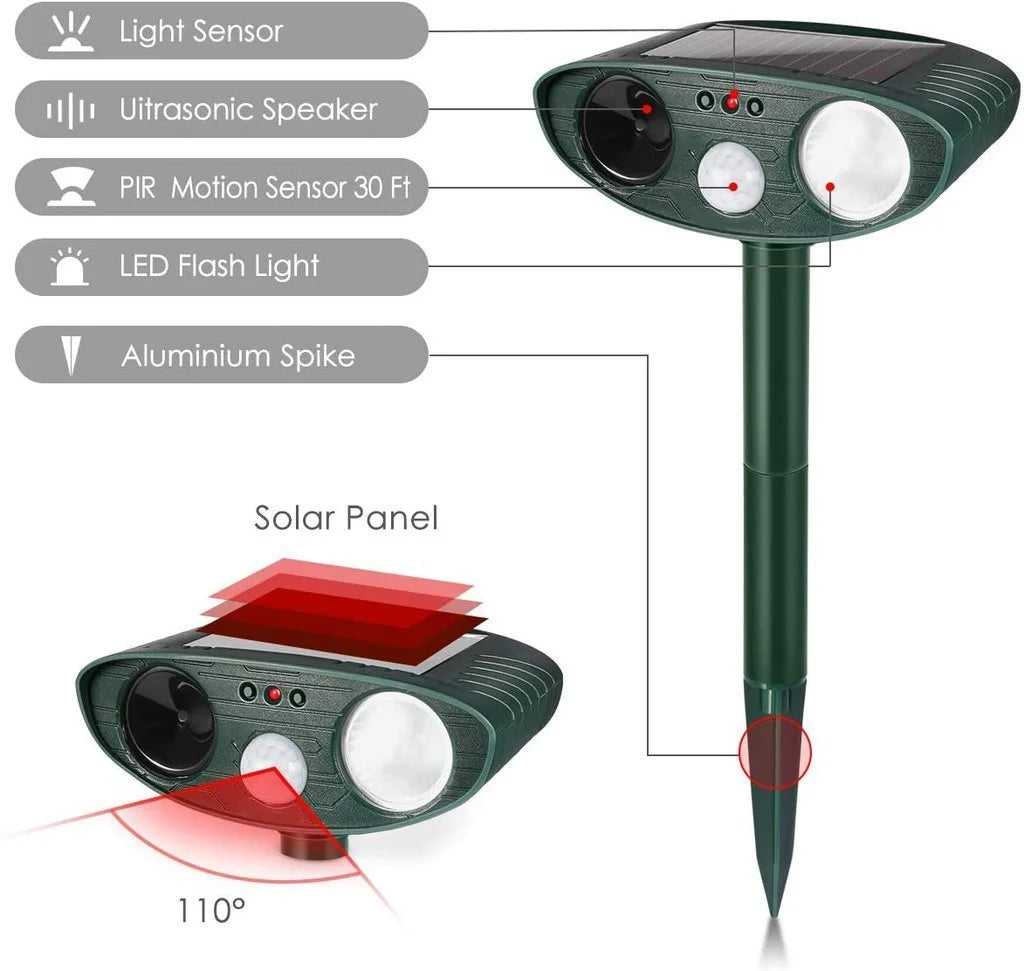 Ultrasonic Deer Repeller 4-Pack Solar Powered Deters Deer In 48 Hours