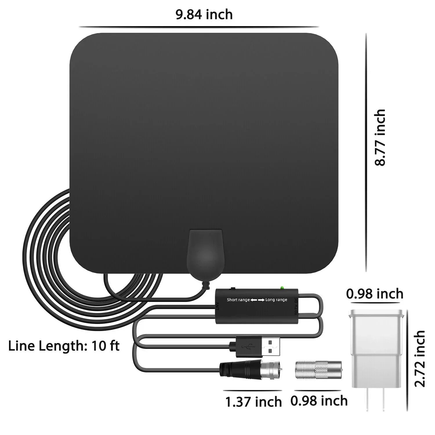 Indoor HDTV Antenna 300 Mile Range Digital Amplified With Signal Booster