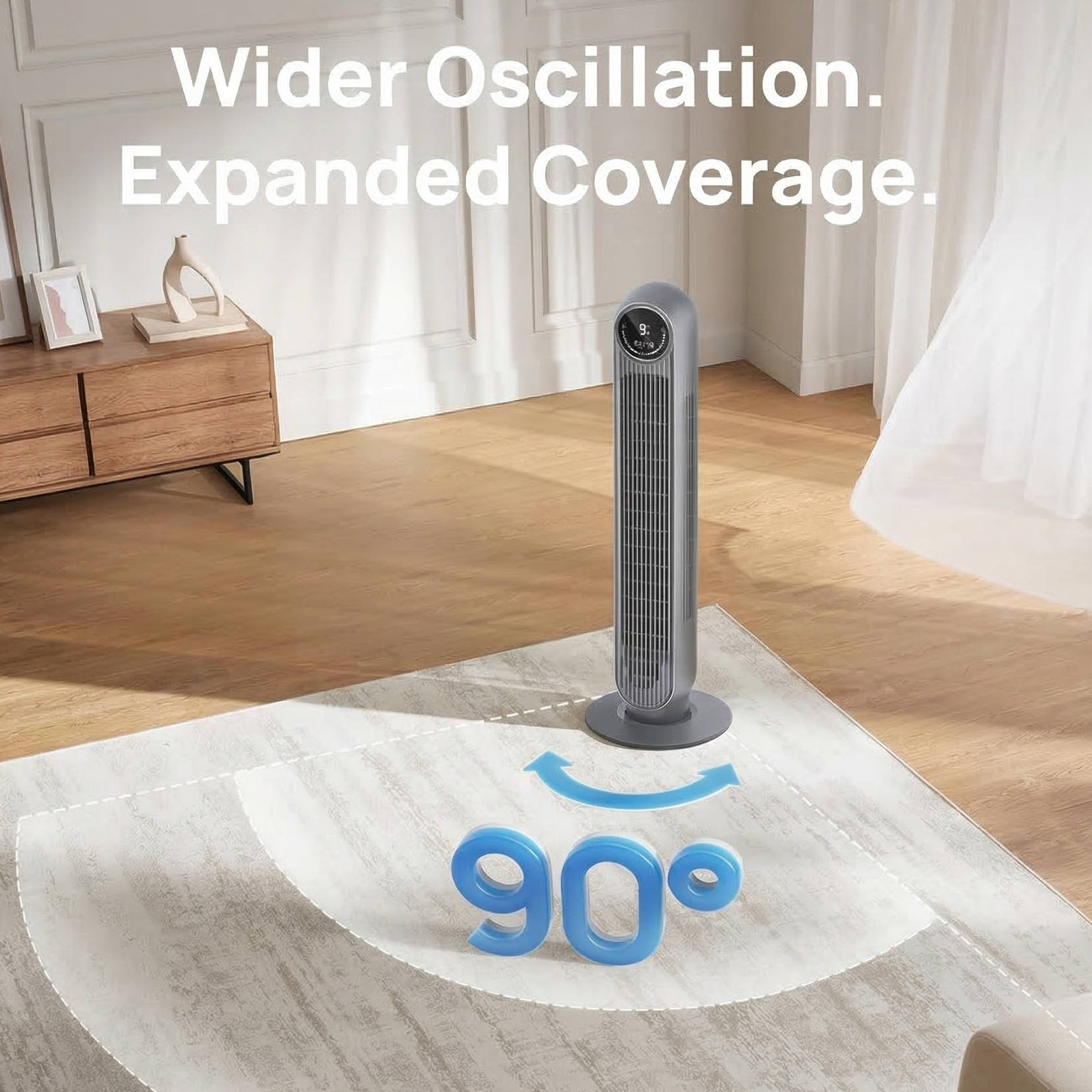 Portable Air Conditioner Tower Fan Bladeless Ultra-Quiet Cooler 8 Speeds 4 Modes